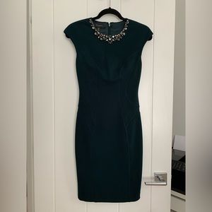 Stunning Ted Baker Midnight Green Sheath dress with bling